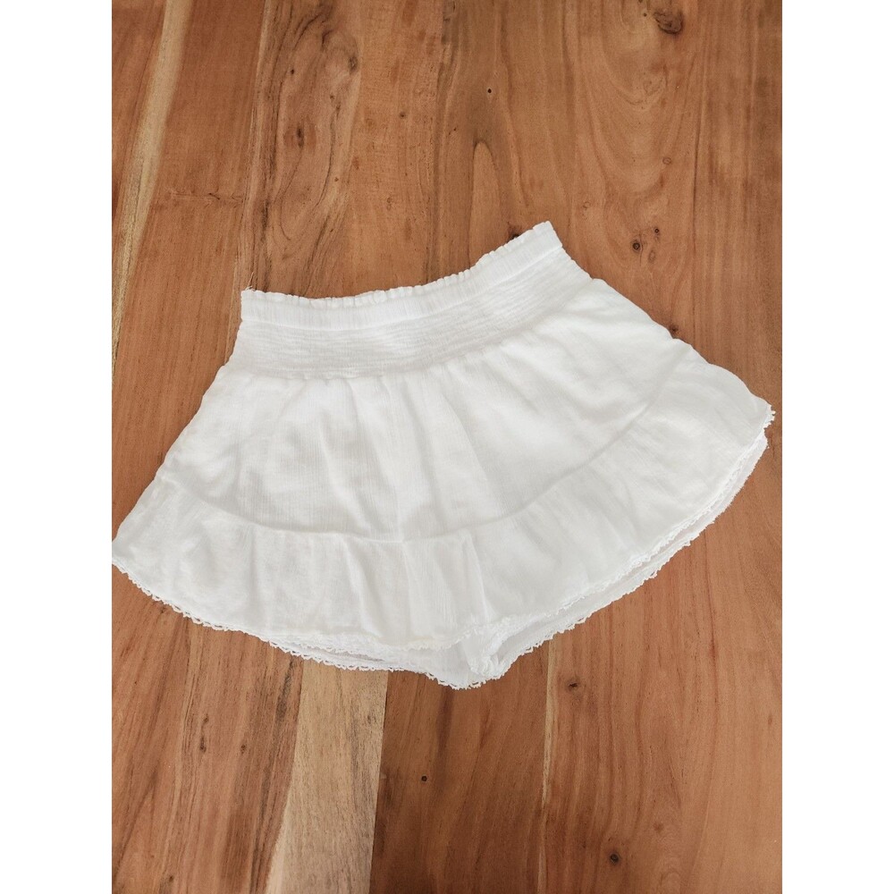 Aeropostale Cottagecore Boho White Ruffle Lace High Rise Pull On Shorts Skort M